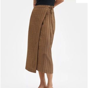 Mango striped wrap midi skirt